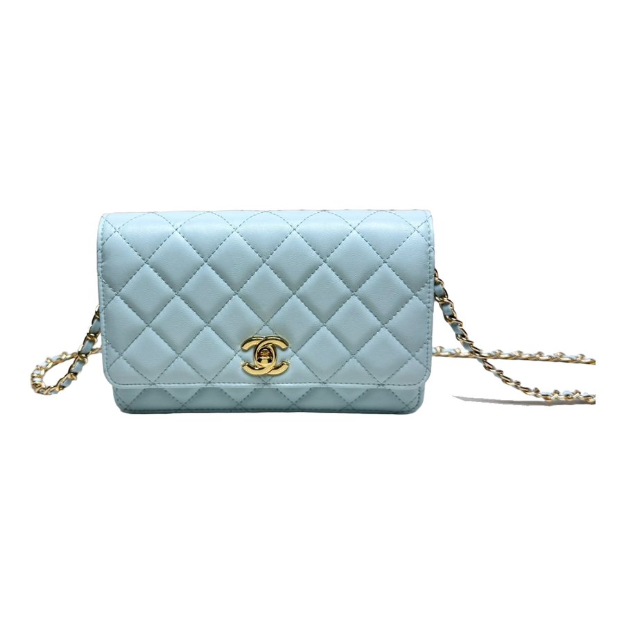 Chanel Quilted Chain Shoulder Bag – Light Blue