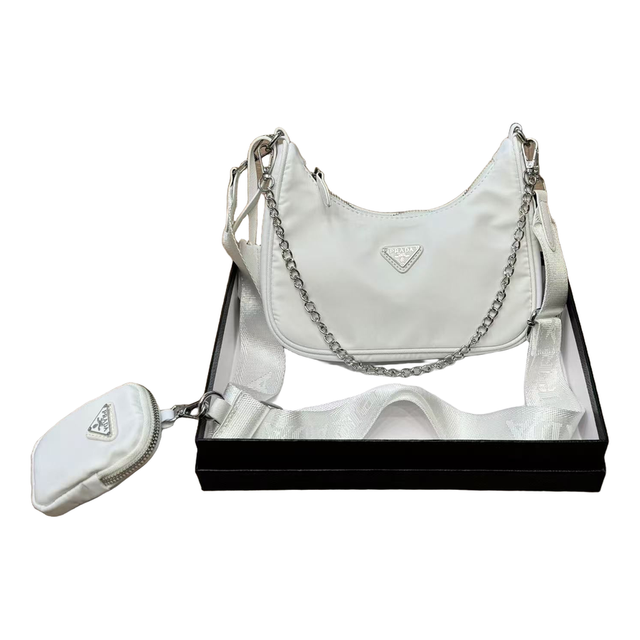 Prada Chain Shoulder Bag – White
