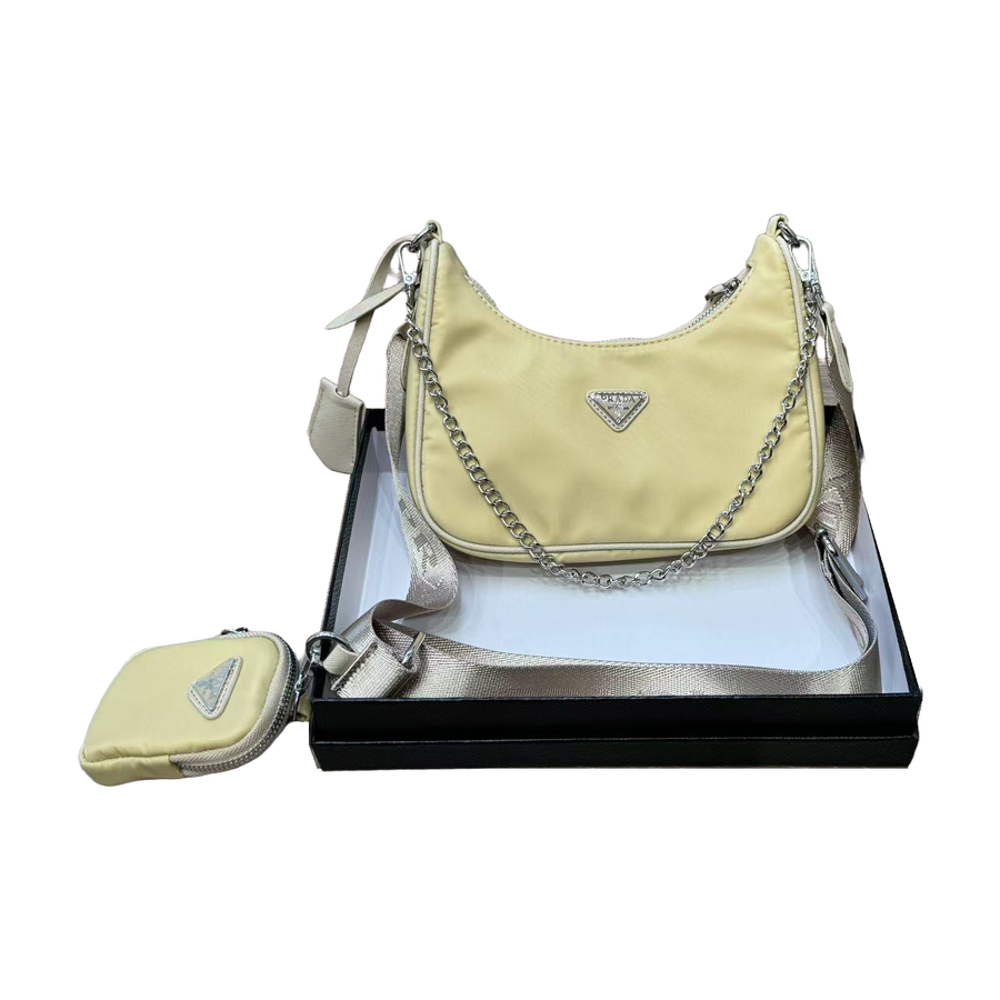 Prada Chain Shoulder Bag – Pale Yellow
