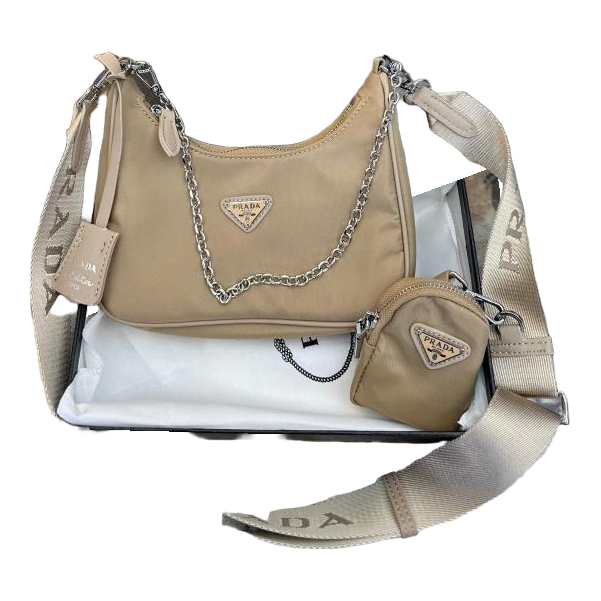 Prada Chain Shoulder Bag – Taupe Beige