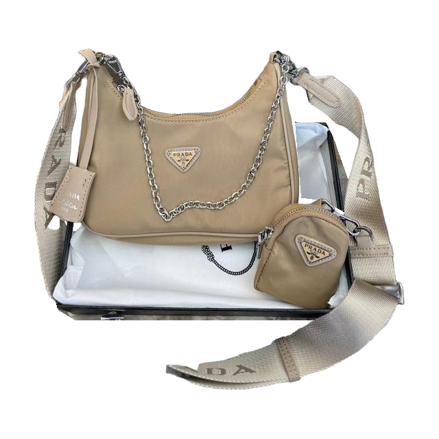 Prada Chain Shoulder Bag – Taupe Beige