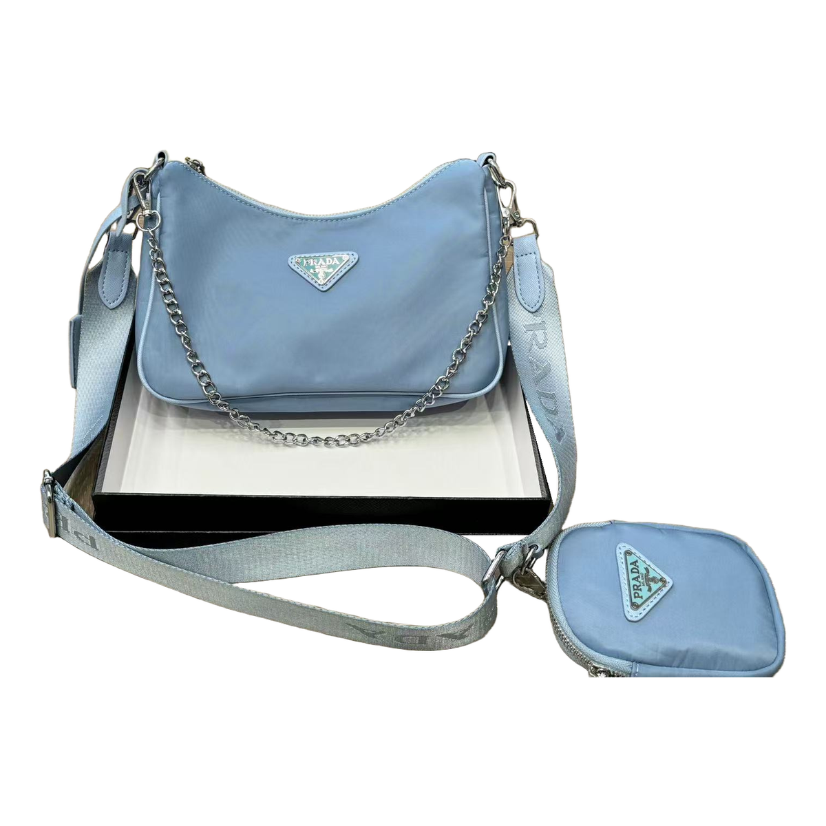 Prada Chain Shoulder Bag – Light Blue