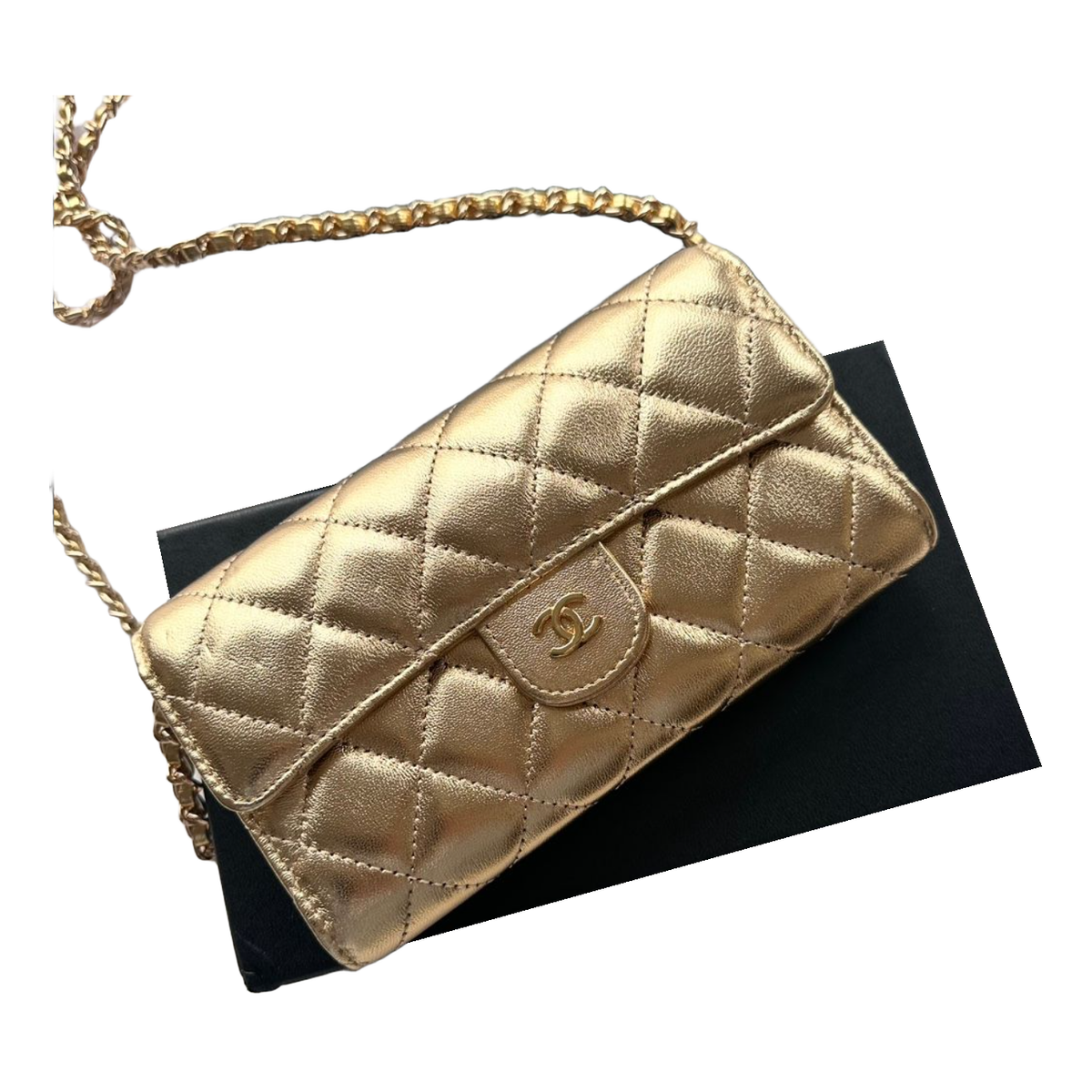 Chanel Diamond Quilted Mini Chain Shoulder Bag – Metallic Gold