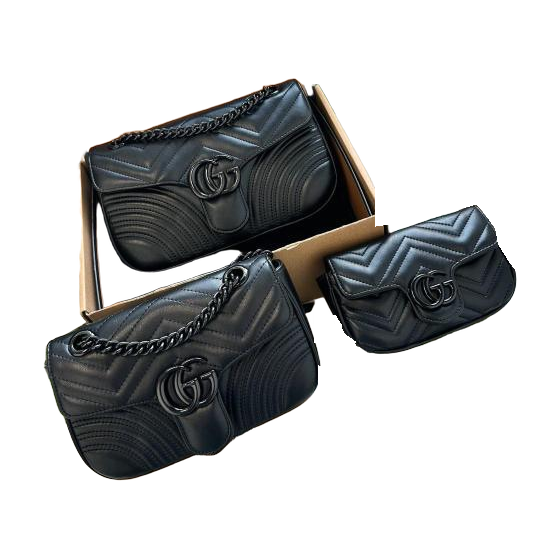 Gucci Quilted Flap Shoulder Bag with GG Emblem – Black