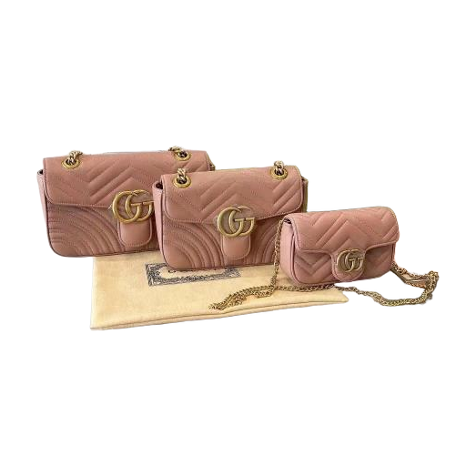Gucci Quilted Flap Shoulder Bag with GG Emblem – Dusty Pink