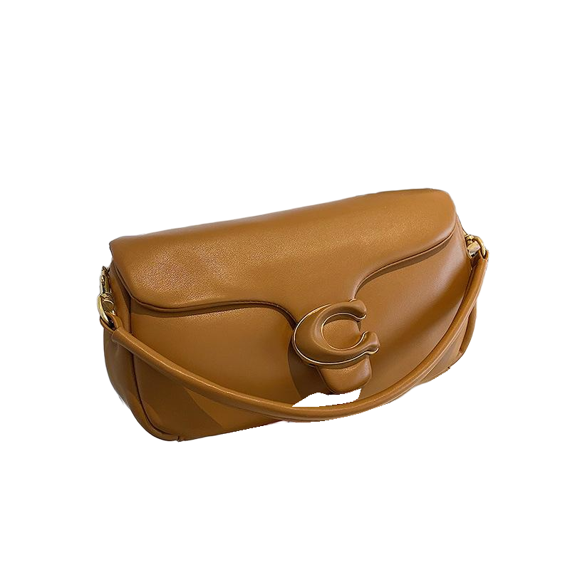 Coach Flap Shoulder Bag with C Clasp – Tan Brown