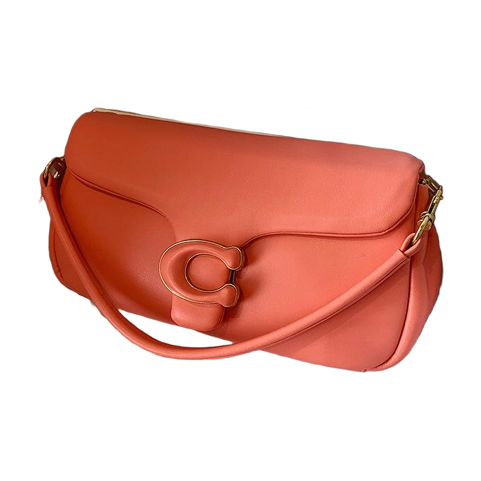 Coach Flap Shoulder Bag with C Clasp – Coral Red