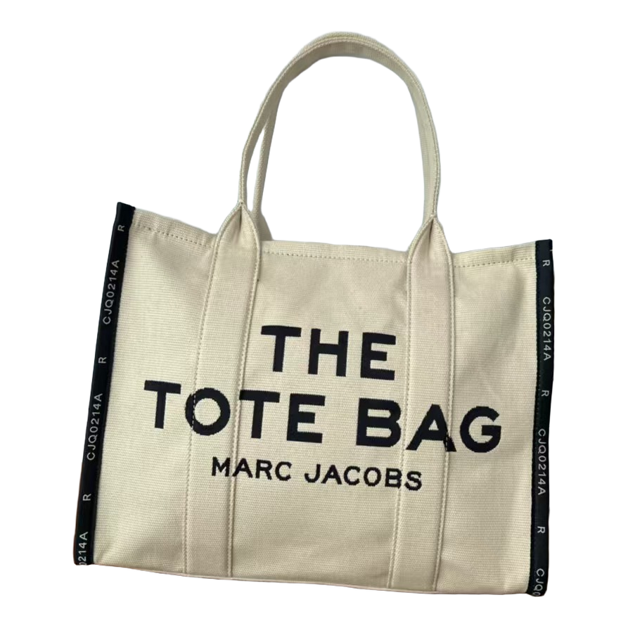 Marc Jacobs Logo Top Handle Tote with Shoulder Strap – Ivory / Black