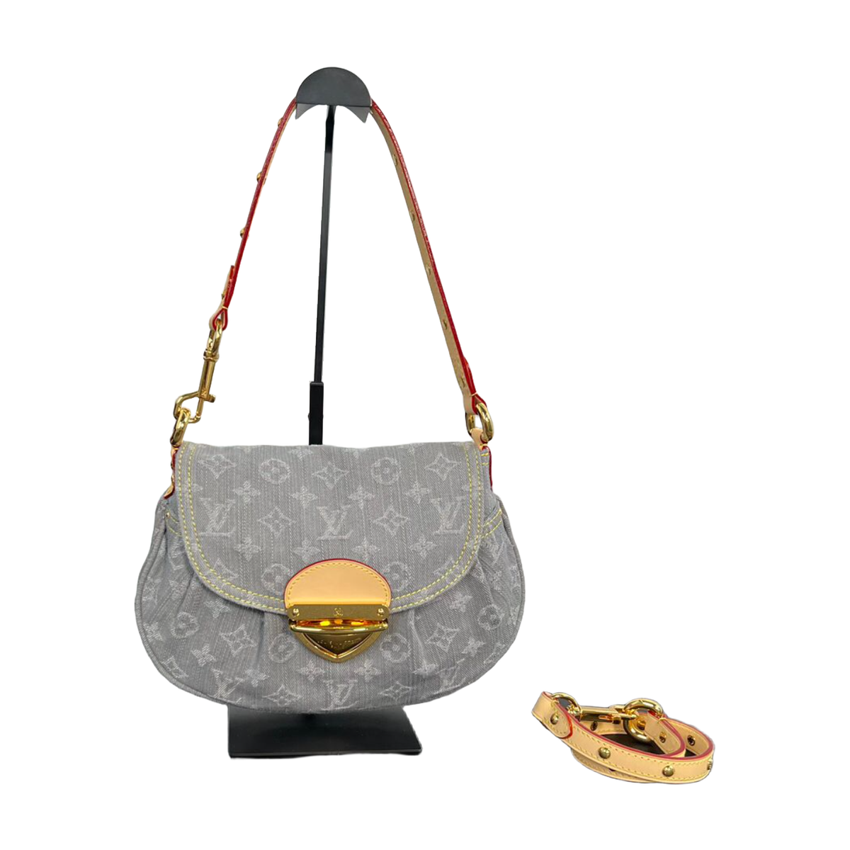 Louis Vuitton Monogram Flap Shoulder Bag – Gray Blue / Tan