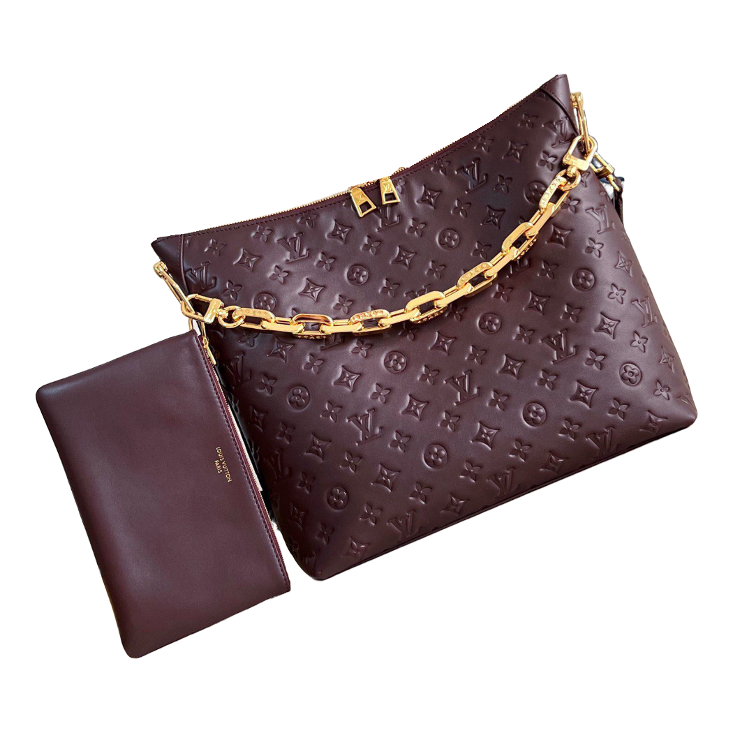 Louis Vuitton Embossed Monogram Chain Tote – Burgundy