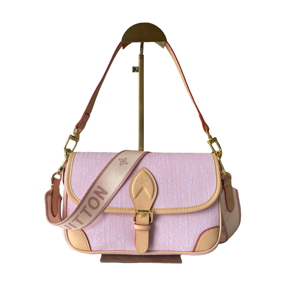 Louis Vuitton Flap Shoulder Bag with Lettered Strap – Pink / Tan