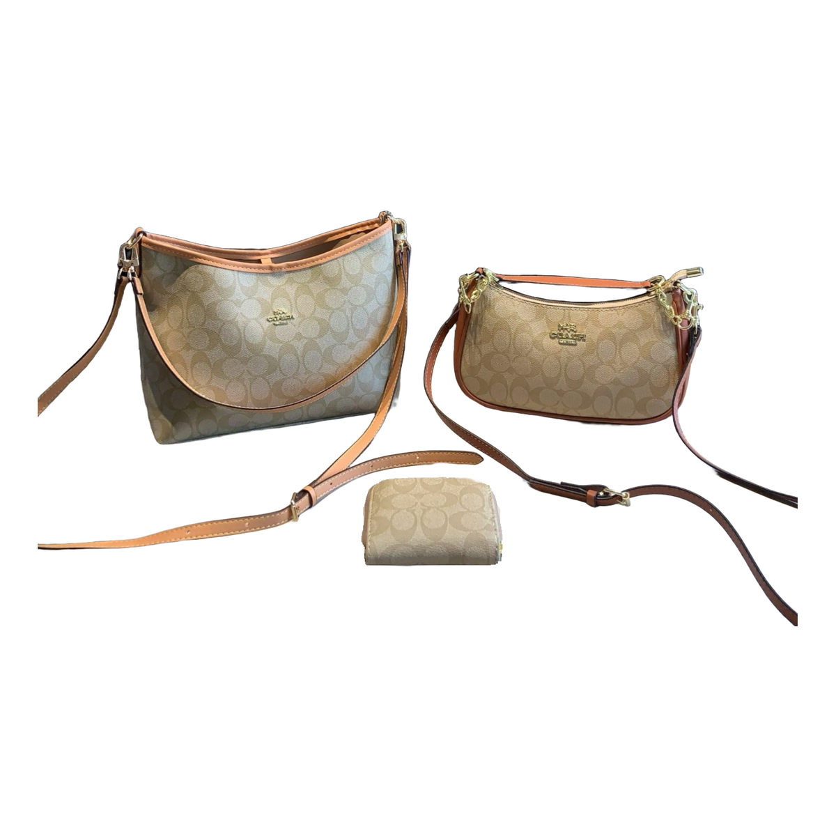Coach Signature Shoulder Bag – Khaki / Cognac Brown