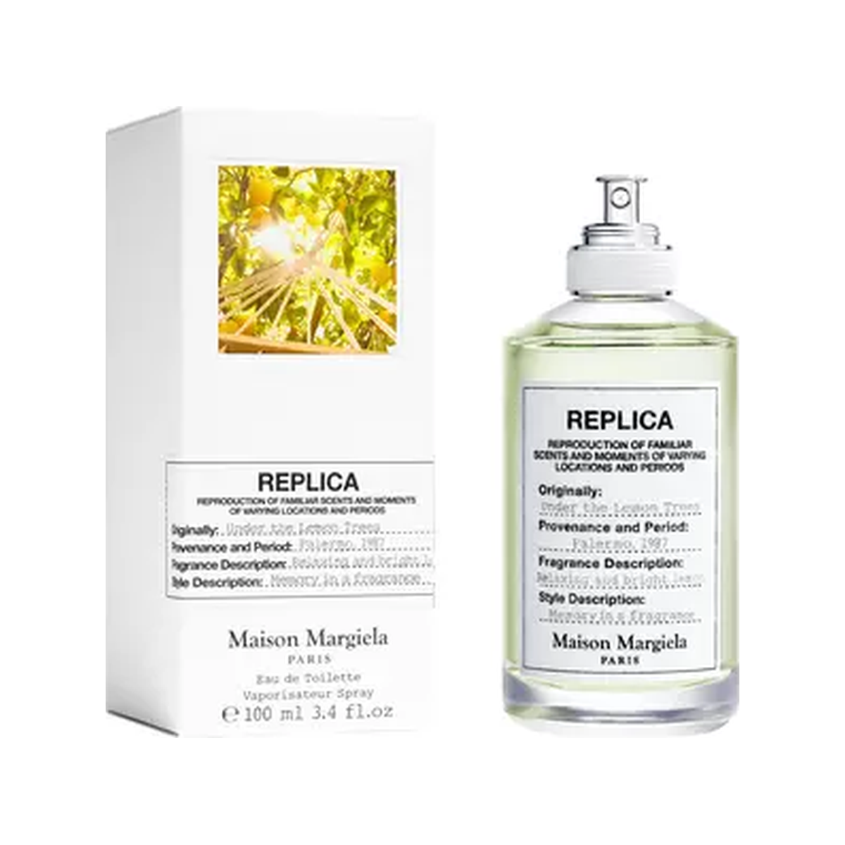Maison Margiela REPLICA Under the Lemon Trees Eau de Toilette 100ml — bottle and box