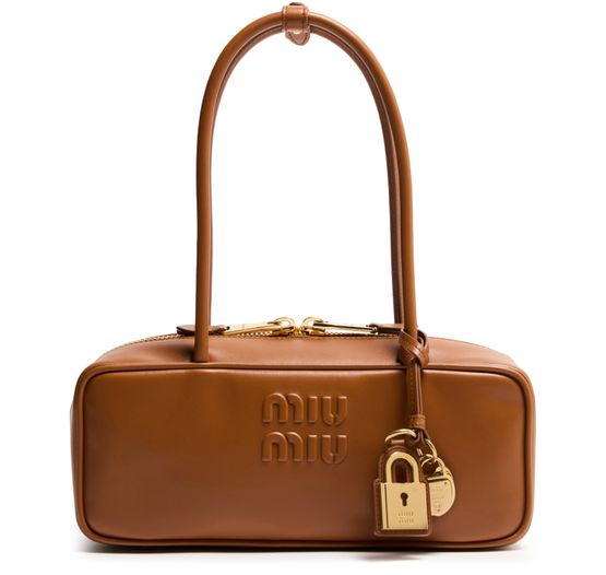 Miu Miu Arcadie large leather bag in Cognac — view 1