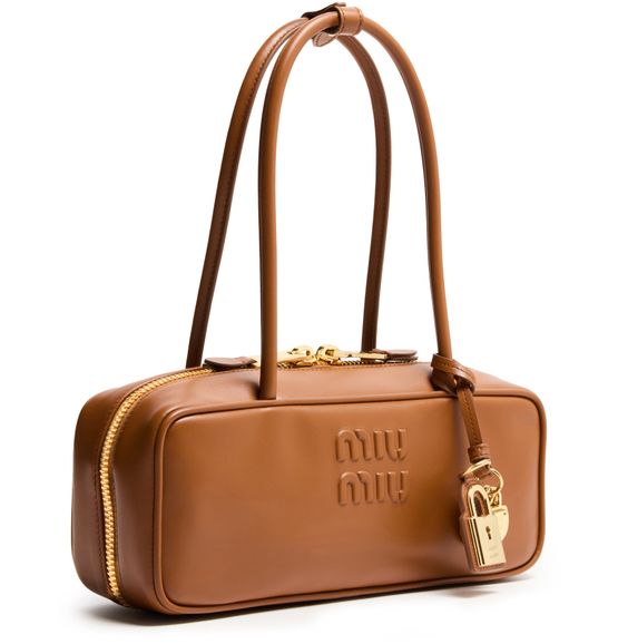 Miu Miu Arcadie large leather bag in Cognac — view 2