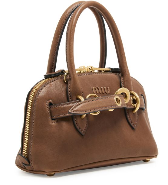 Miu Miu Aventure mini nappa leather handbag in Rovere — view 2