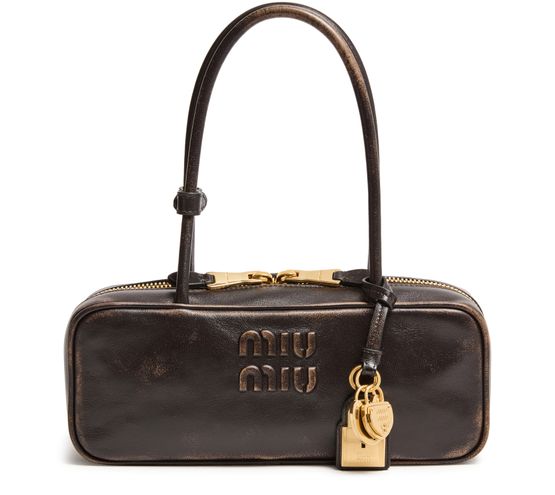 Miu Miu Beau small aged nappa leather bag in Caffe' — view 1