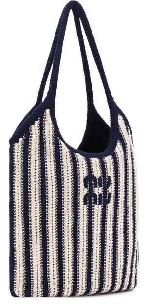 Miu Miu Ivy braided cotton shoulder bag in Blu+Talco — view 2