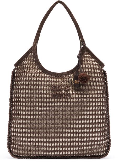 Miu Miu Ivy crochet shoulder bag in Cacao — view 1