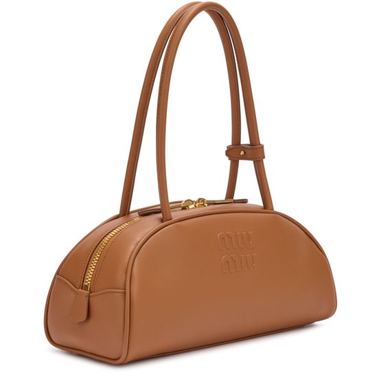 Miu Miu Medium-sized Beau half-moon leather bag in Cognac — view 2