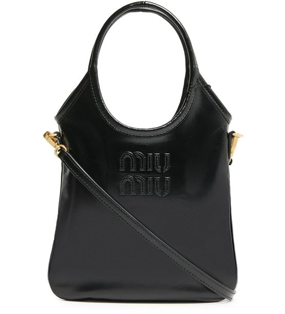 Miu Miu Mini Ivy soft leather bag in Nero — view 1