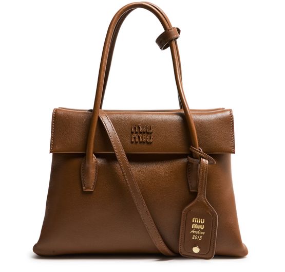 Miu Miu Nappa leather archive bag in Legno — view 1