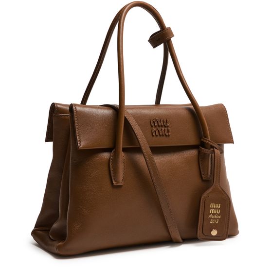 Miu Miu Nappa leather archive bag in Legno — view 2