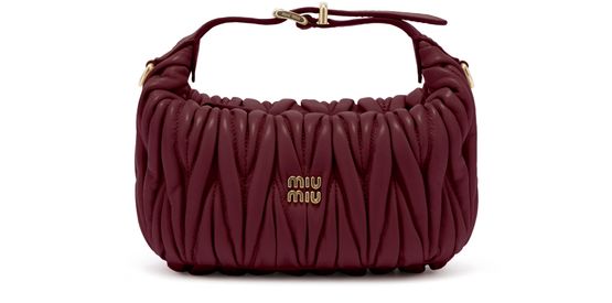 Miu Miu Quilted nappa leather pouch in Bordeaux — view 1