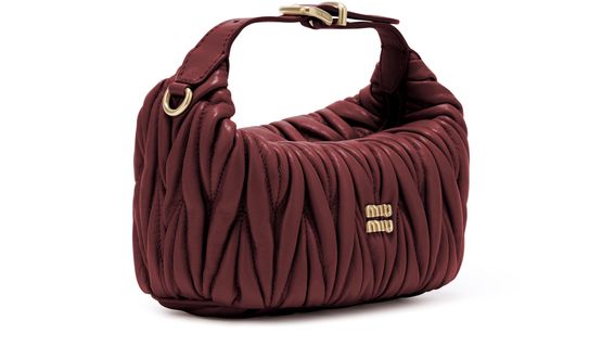 Miu Miu Quilted nappa leather pouch in Bordeaux — view 2