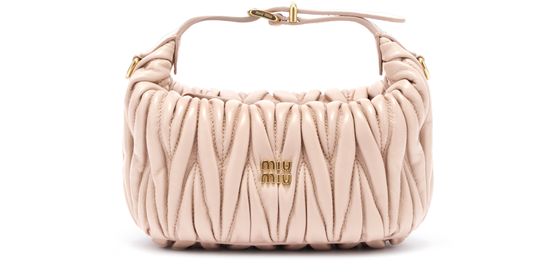 Miu Miu Quilted nappa leather pouch in Cipria — view 1