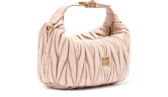 Miu Miu Quilted nappa leather pouch in Cipria — view 2