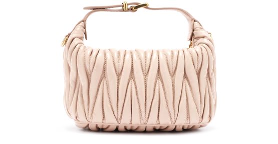 Miu Miu Quilted nappa leather pouch in Cipria — view 3