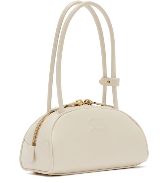 Miu Miu Small Beau half-moon leather bag in Talco — view 2