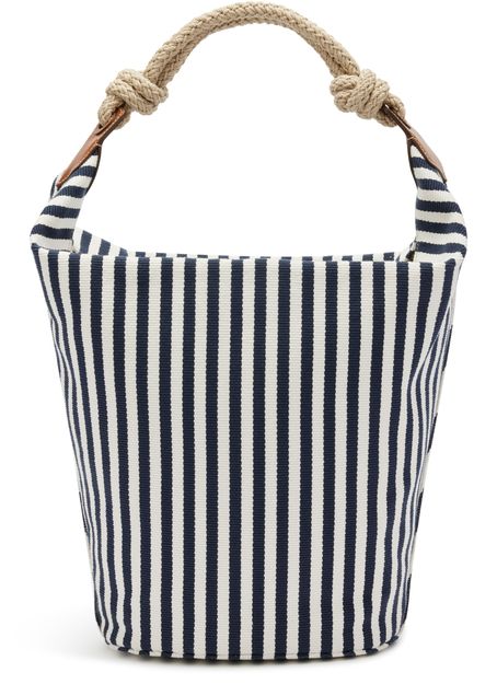 Miu Miu Striped canvas shoulder bag in Blu+Cognac — view 3