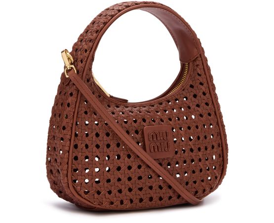 Miu Miu Wander hobo leather bag in Rovere — view 2