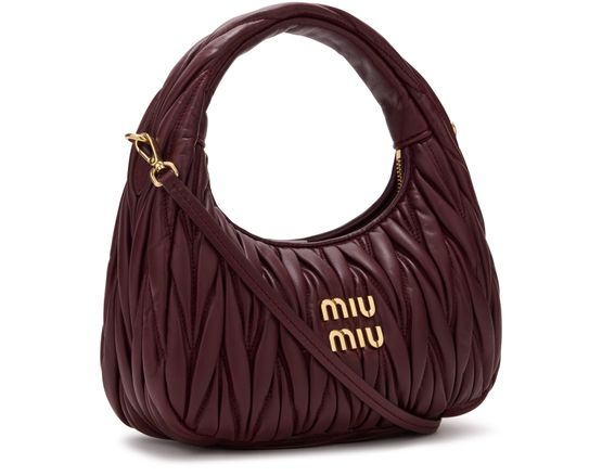 Miu Miu Wander quilted nappa leather hobo bag in Bordeaux — view 2