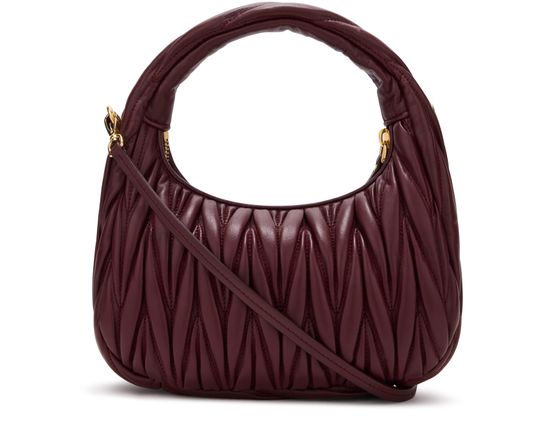 Miu Miu Wander quilted nappa leather hobo bag in Bordeaux — view 3