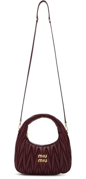 Miu Miu Wander quilted nappa leather hobo bag in Bordeaux — view 4