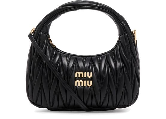 Miu Miu Wander quilted nappa leather hobo bag in Nero — view 1
