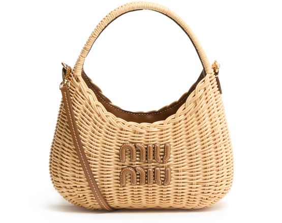Miu Miu Wander rattan bag in Naturale+Caramel — view 1
