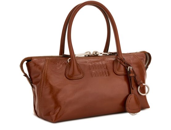 Miu Miu Zipped leather bag in palissandro — view 2