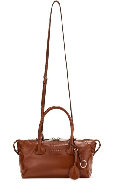 Miu Miu Zipped leather bag in palissandro — view 4
