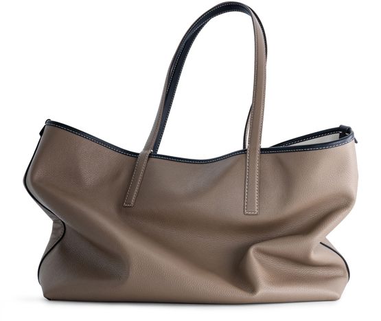Mlouye M reversible tote bag in Off White&Etoupe — view 2