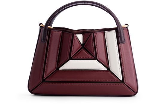 Mlouye Mini Sera tote bag in Bordeaux&Off White — view 1