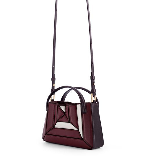 Mlouye Mini Sera tote bag in Bordeaux&Off White — view 2