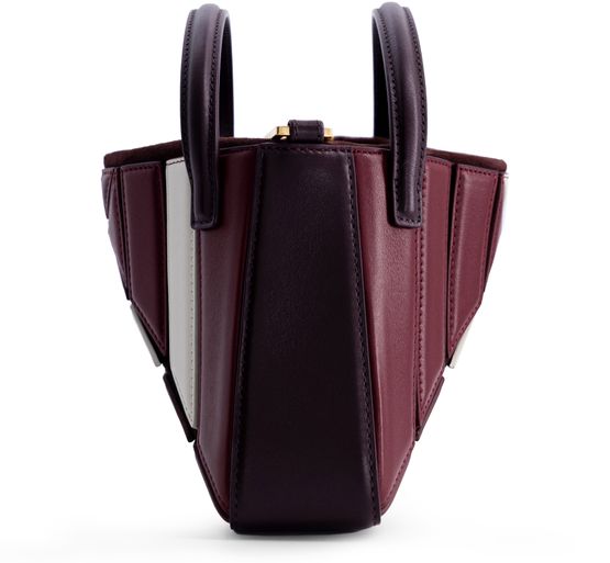 Mlouye Mini Sera tote bag in Bordeaux&Off White — view 3