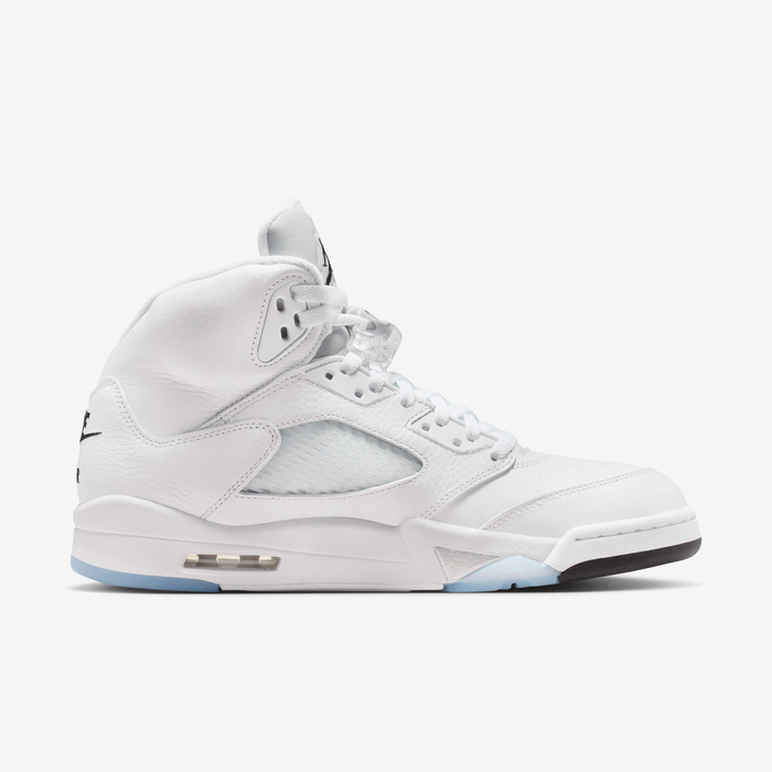 Air Jordan 5 Retro OG — White and Metallic Silver — medial side