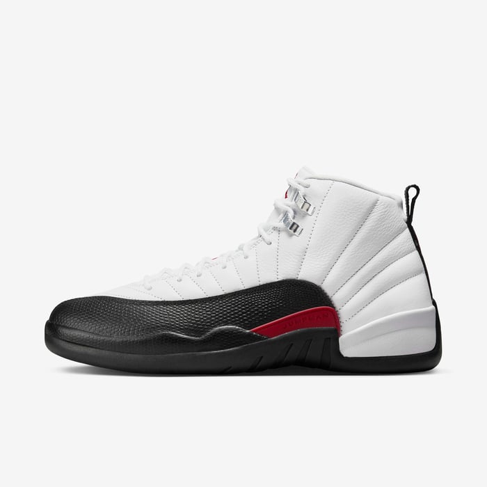 Air Jordan 12 Retro — White / Black / Gym Red — lateral side