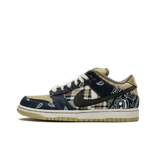 Nike Dunk Low Sneakers — Black / Tan / Paisley — source catalog lateral side