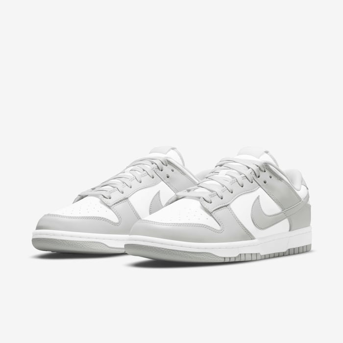 Nike Dunk Low Retro — Grey Fog — front three quarter pair